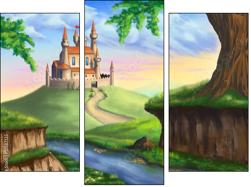 Fantasy castle - Three-piece canvas, Triptych