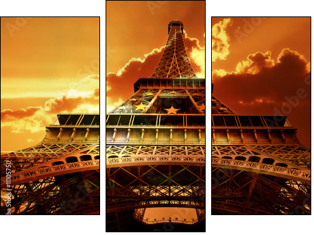 Eiffel tower on sunset - Three-piece canvas, Triptych