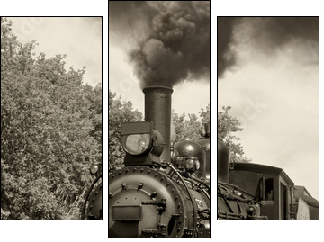 Old locomotive sepia - Three-piece canvas, Triptych