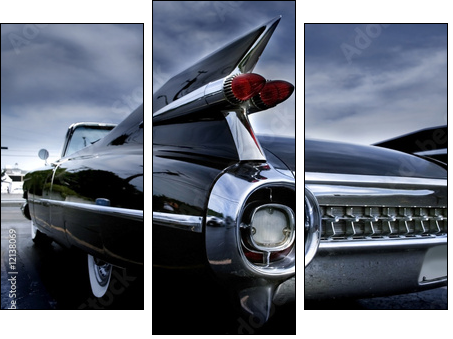 Tail Lamp Of A Classic Car - Three-piece canvas, Triptych
