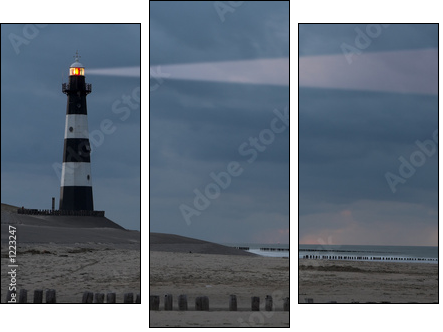 lighthouse in the dusk - Three-piece canvas, Triptych