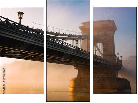 Budapest chain bridge - Three-piece canvas, Triptych
