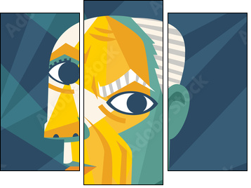 cubist portrait painting cartoon - Three-piece canvas, Triptych