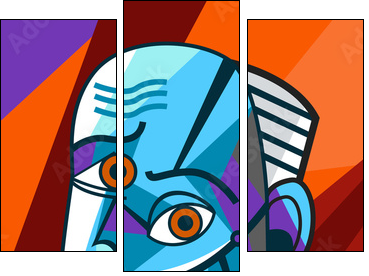cubist great painter face portrait painting - Three-piece canvas, Triptych
