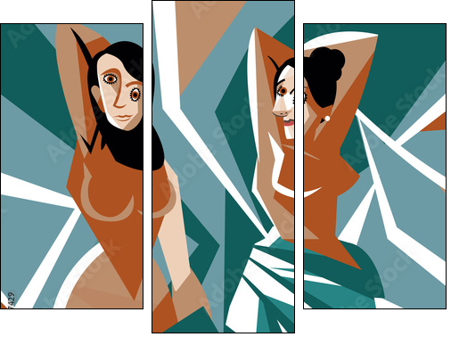 cubist women painting - Three-piece canvas, Triptych
