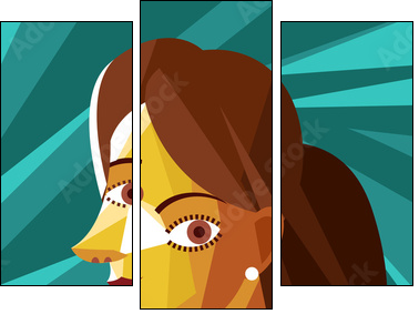 beautiful cubist woman portrait - Three-piece canvas, Triptych