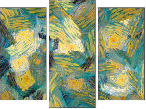 Varicoloured texture from oil paints - Three-piece canvas, Triptych