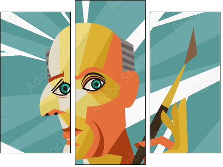 cubist portrait of a painter - Three-piece canvas, Triptych