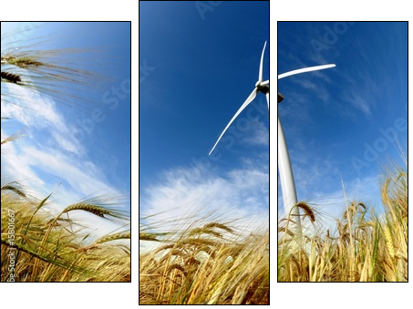 Wind turbine - renewable energy source - Three-piece canvas, Triptych