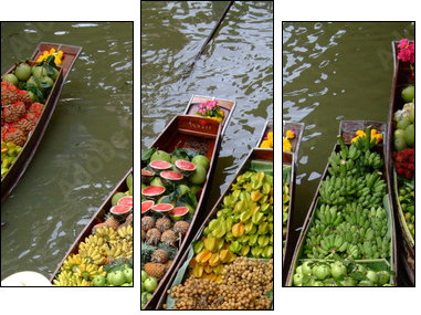 floating market in bangkok - Three-piece canvas, Triptych