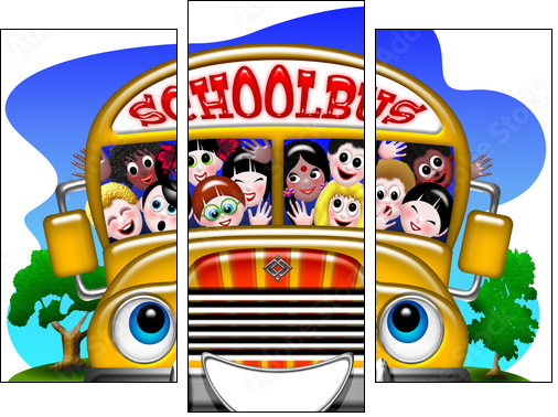 Scuola Bus-School Bus-Autobus Ã©cole - 3 - Three-piece canvas, Triptych