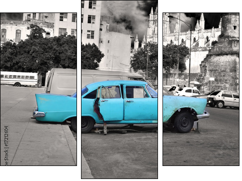Old Havana car - Three-piece canvas, Triptych
