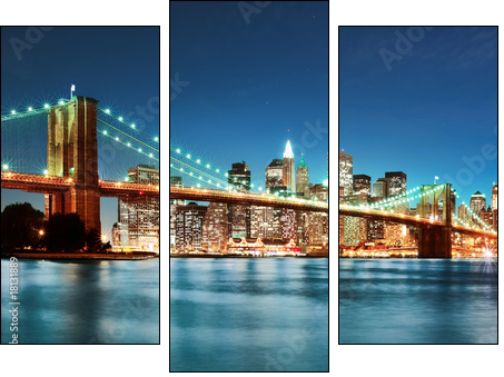Brooklyn bridge at night - Three-piece canvas, Triptych