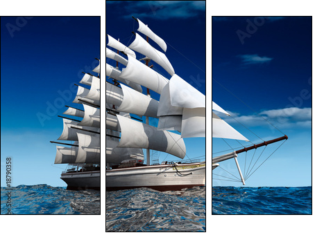 Sailing ship - Three-piece canvas, Triptych