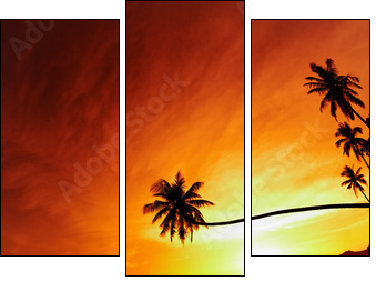 Tropical beach at sunset - Three-piece canvas, Triptych