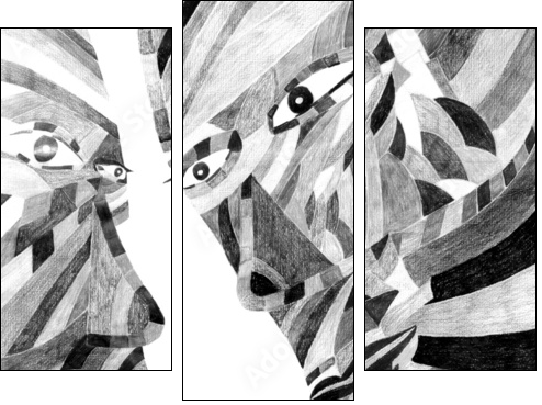 Cube people - Three-piece canvas, Triptych