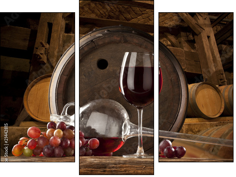 the still life with glass of red wine - Three-piece canvas, Triptych