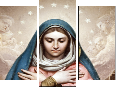 Medieval Madonna Painting - Three-piece canvas, Triptych