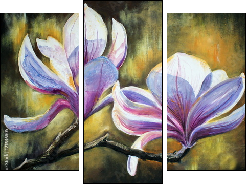 Magnolia flowers.My own artwork. - Three-piece canvas, Triptych