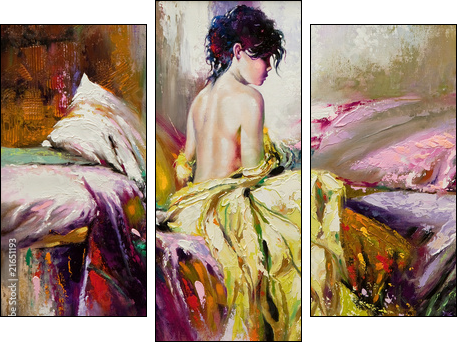 Portrait of the nude girl - Three-piece canvas, Triptych
