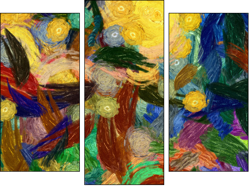 Abstract texture background. Digital painting in Vincent Van Gogh style artwork. Hand drawn artistic pattern. Modern art. Good for printed pictures, postcards, posters or wallpapers and textile print. - Three-piece canvas, Triptych