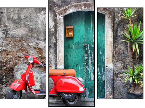 Red scooter - Three-piece canvas, Triptych