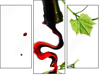 Pouring red wine in glass with rod isolated on white - Three-piece canvas, Triptych