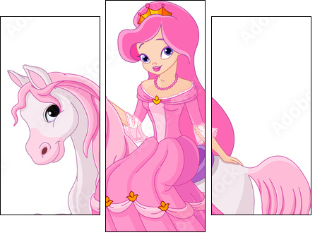 Princess riding horse - Three-piece canvas, Triptych