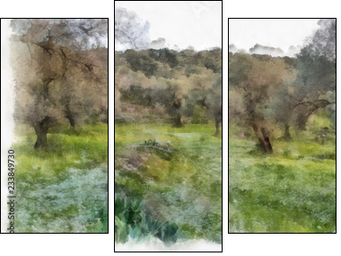 olives fields painting - Three-piece canvas, Triptych