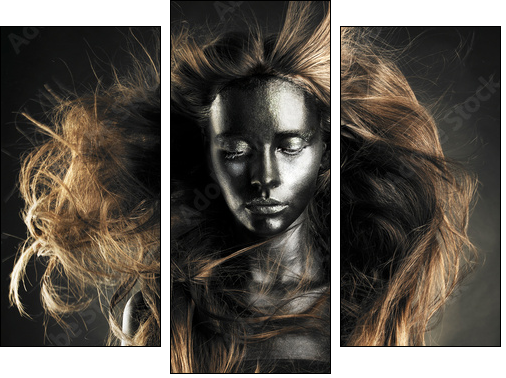 Beautiful woman with black skin - Three-piece canvas, Triptych