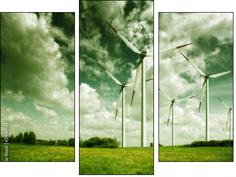 Wind turbines, ecology - Three-piece canvas, Triptych
