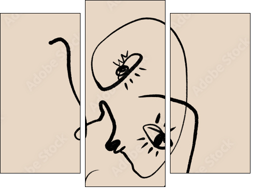 Hand drawn stylized temting contemporary art - Three-piece canvas, Triptych