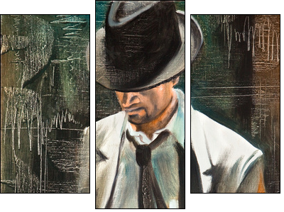 Portrait of the man with a cigarette - Three-piece canvas, Triptych