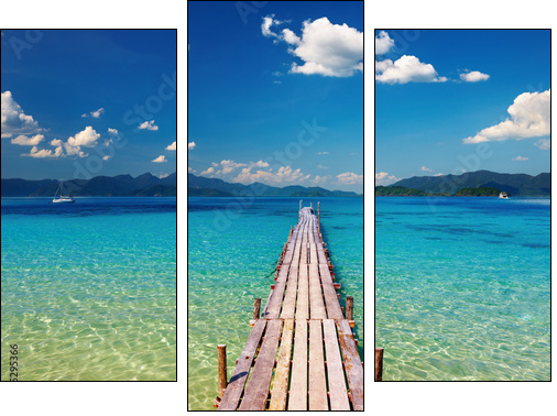 Wooden pier in tropical paradise - Three-piece canvas, Triptych