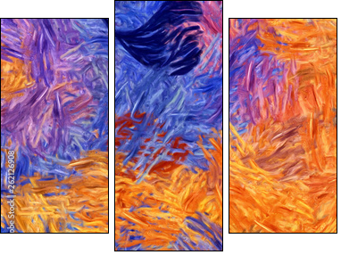 Impressionism wall art print. Vincent Van Gogh style oil painting. Swirl splashes. Surrealism artwork. Abstract artistic background. Real brush strokes on canvas. - Three-piece canvas, Triptych