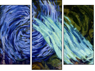 Abstract impressionism painting in Vincent Van Gogh style imitation. Art design background pattern for artistic creative printing production. Wall poster or canvas print template for interior decor. - Three-piece canvas, Triptych