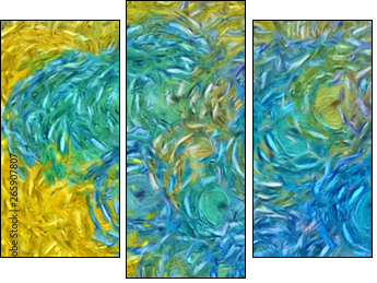 Abstract impressionism painting in Vincent Van Gogh style imitation. Art design background pattern for artistic creative printing production. Wall poster or canvas print template for interior decor. - Three-piece canvas, Triptych