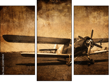 stary samolot - dwupÅatowiec - Three-piece canvas, Triptych