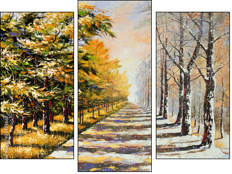 Allegory on theme winter-autumn - Three-piece canvas, Triptych