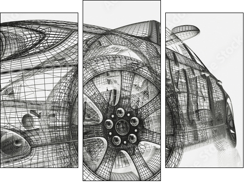 3d model cars - Three-piece canvas, Triptych