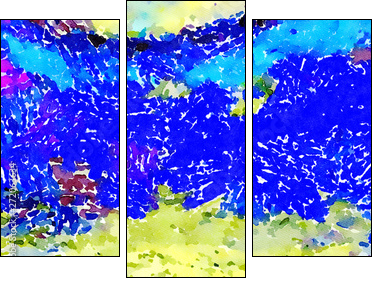 Abstract impressionism background painting in Vincent Van Gogh style. Interior wall art decor print. Colorful creative texture with watercolor splashes and oil elements. Digital contemporary design. - Three-piece canvas, Triptych