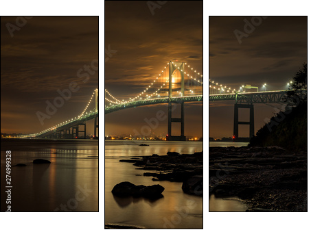 Newport bridge at night - Three-piece canvas, Triptych