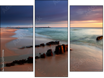 Beautiful sunrise on the beach - Three-piece canvas, Triptych