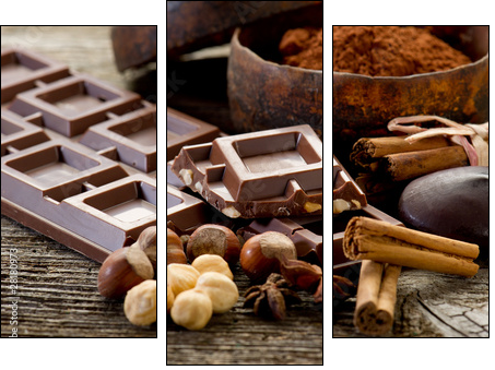 chocolate with ingredients-cioccolato e ingredienti - Three-piece canvas, Triptych