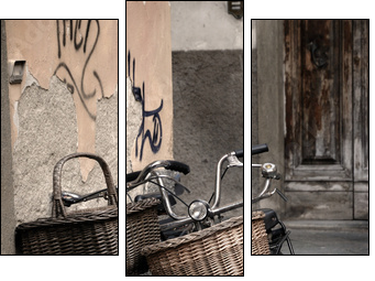 Italian old-style bicycles in Lucca, Tuscany - Three-piece canvas, Triptych
