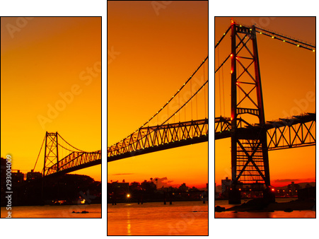 Hercilio Luz bridge in the sunset - Three-piece canvas, Triptych