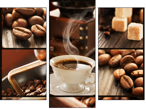 Coffee collage - Three-piece canvas, Triptych
