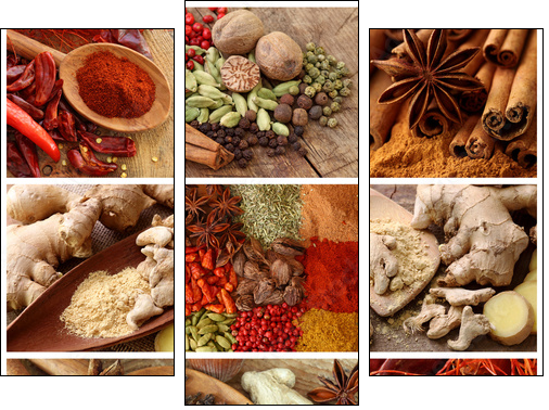 Spices collage - Three-piece canvas, Triptych