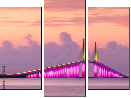 Sunshine Skyway Bridge spanning the Lower Tampa Bay - Three-piece canvas, Triptych