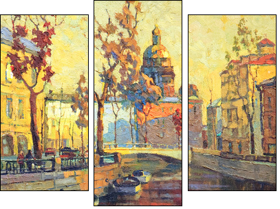 Kind on old streets of St.-Petersburg - Three-piece canvas, Triptych
